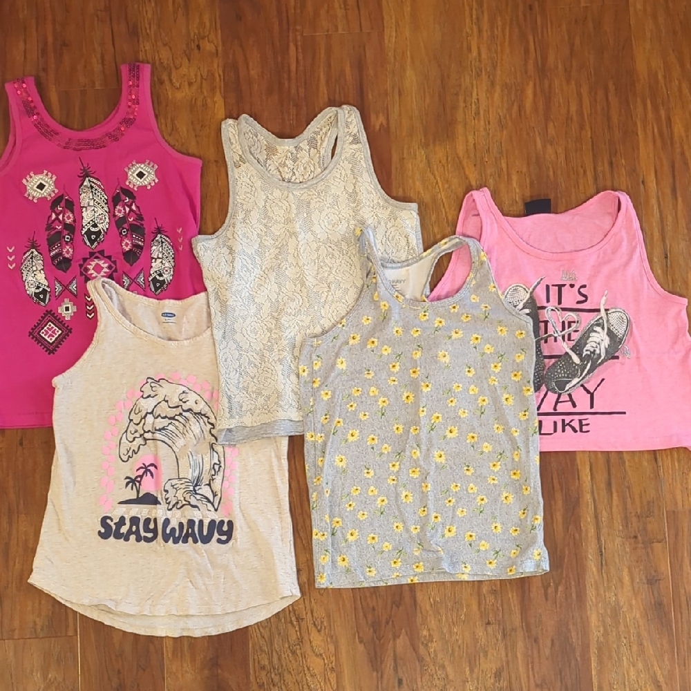 Old Navy Kids Tank Tops - Pink, Gray, Cream